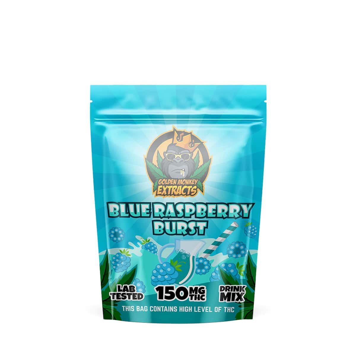 Golden Monkey Blue Raspberry Burst Drink Mix - THC Edibles at The Green Pot