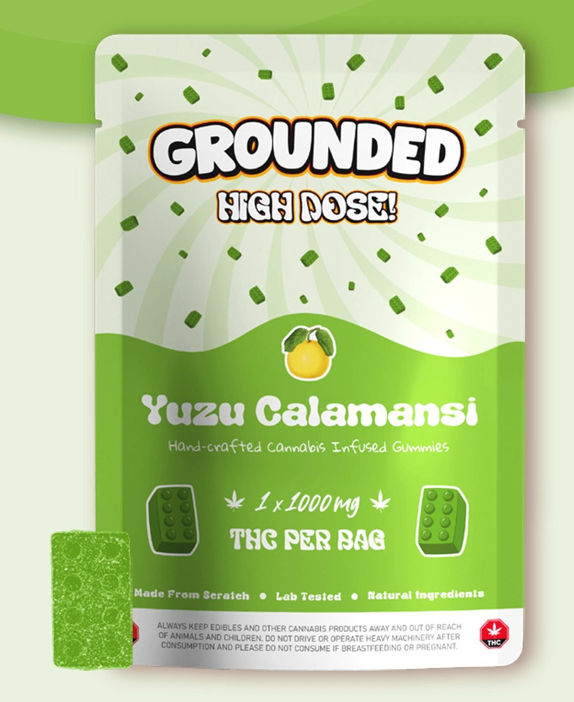 Grounded High Dose: Yuzu Calamansi 1000mg - THC Edibles at The Green Pot