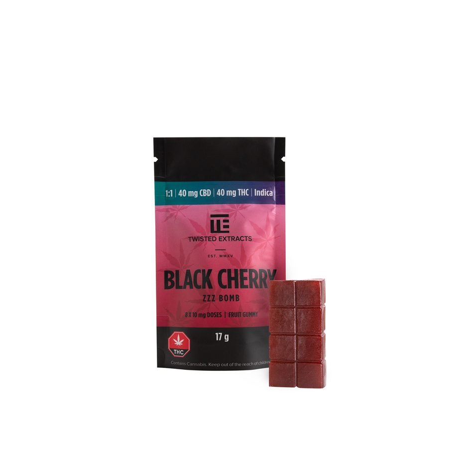 Twisted Extracts 1:1 Black Cherry ZZZ Bomb - THC Edibles at The Green Pot